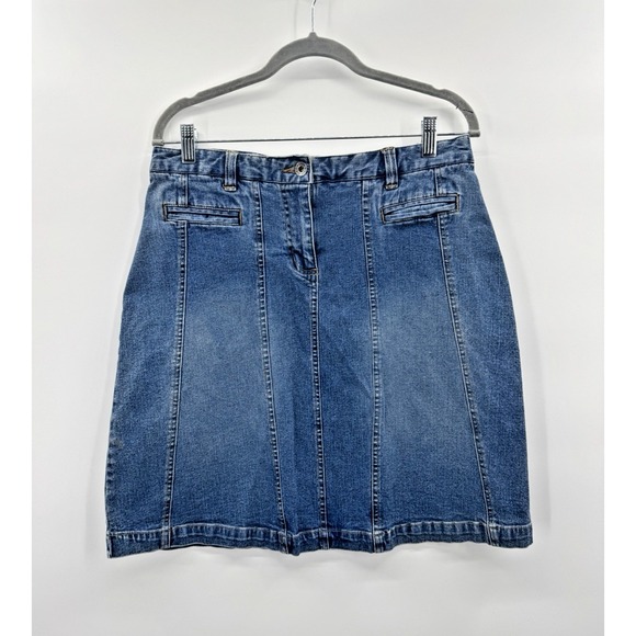 Route 66 Dresses & Skirts - VTG Y2K Route 66 Denim Jean Skirt 12 Panel Block Stitch Retro Preppy 90s Grunge